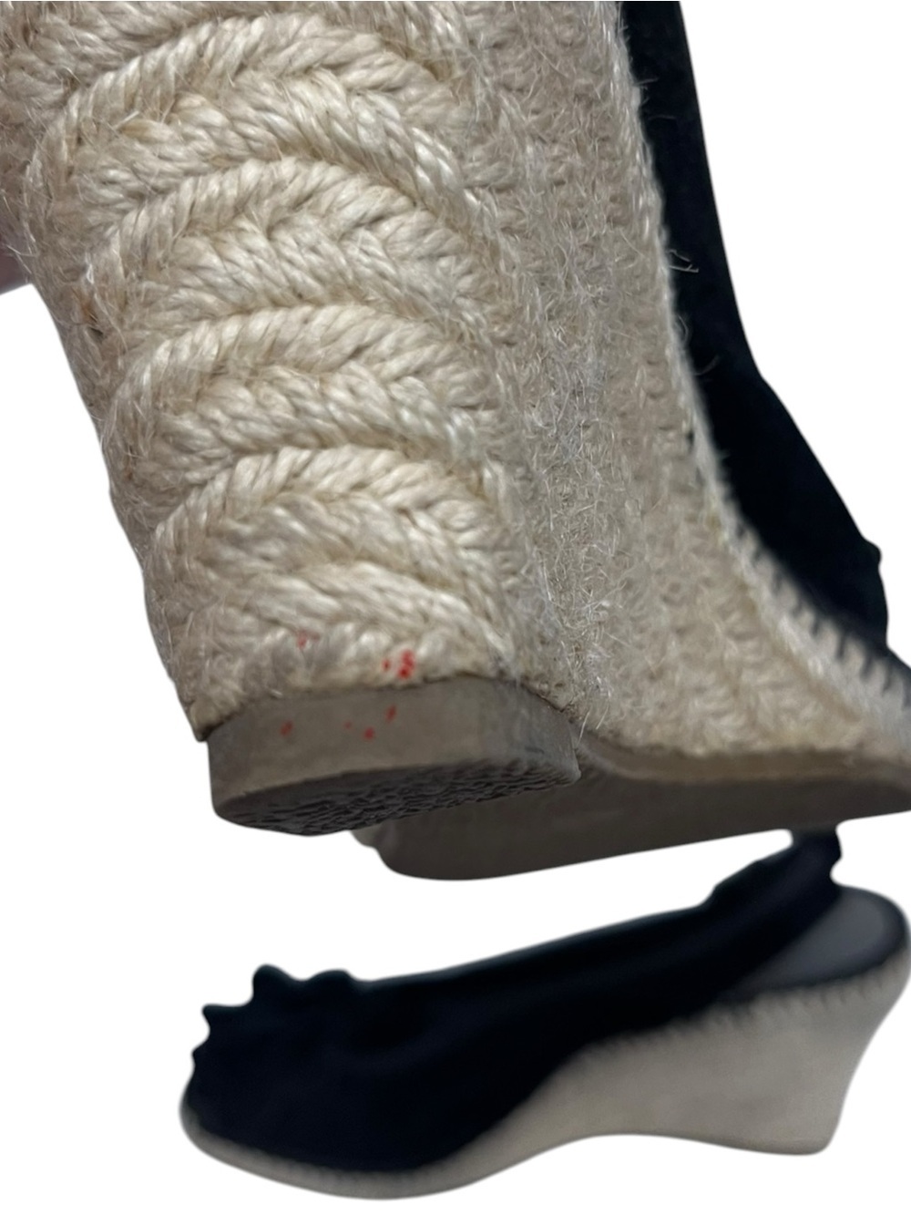 Bandolino Black Suede Espadrille Wedges with Floral Accent 8 - Picture 10 of 10